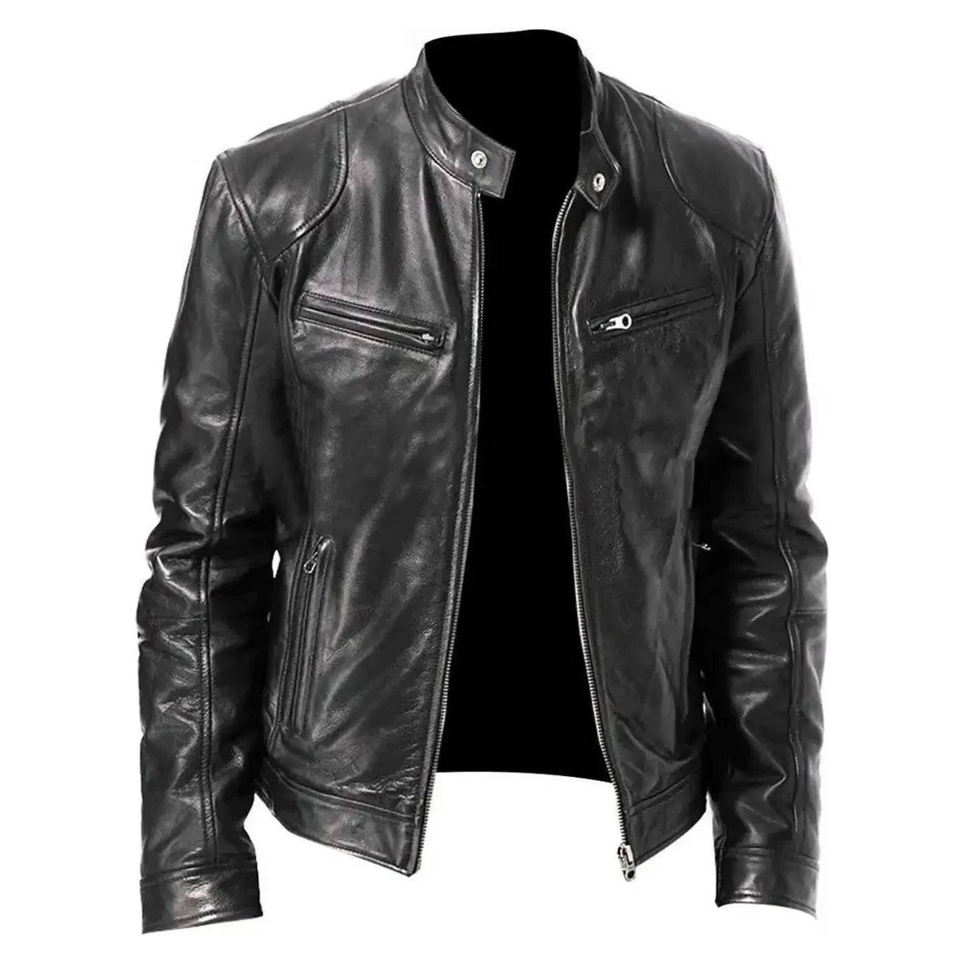 Men Leather Slim Casual Motorcycle PU Jacket