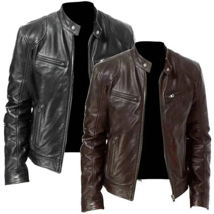 Men Leather Slim Casual Motorcycle PU Jacket