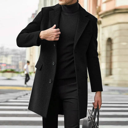 Men's Woolen Thickened Single Breasted Nylon Casual Coat