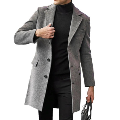 Men's Woolen Thickened Single Breasted Nylon Casual Coat