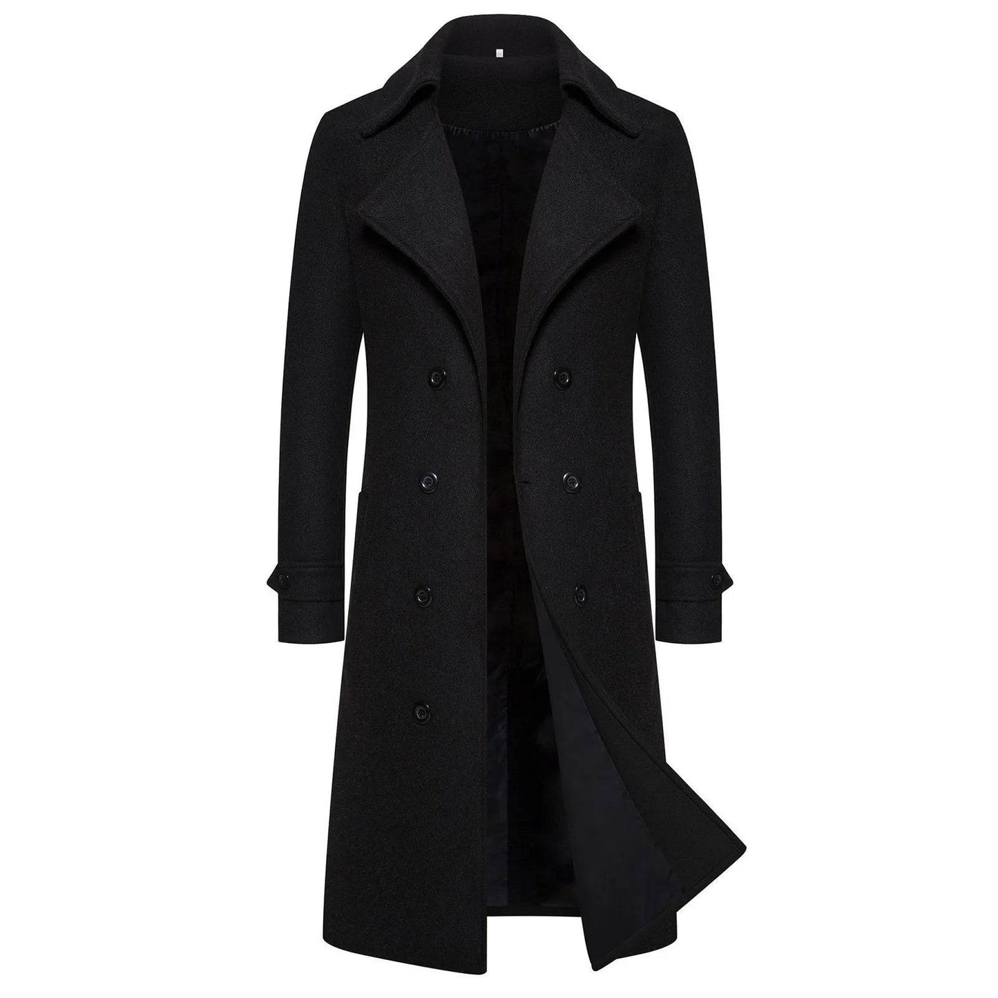 Wool Double-Breasted Windbreaker Woolen Slim Coat