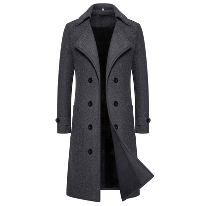 Wool Double-Breasted Windbreaker Woolen Slim Coat