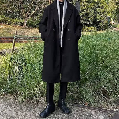 Medium-length Woolen Overcoat For Men