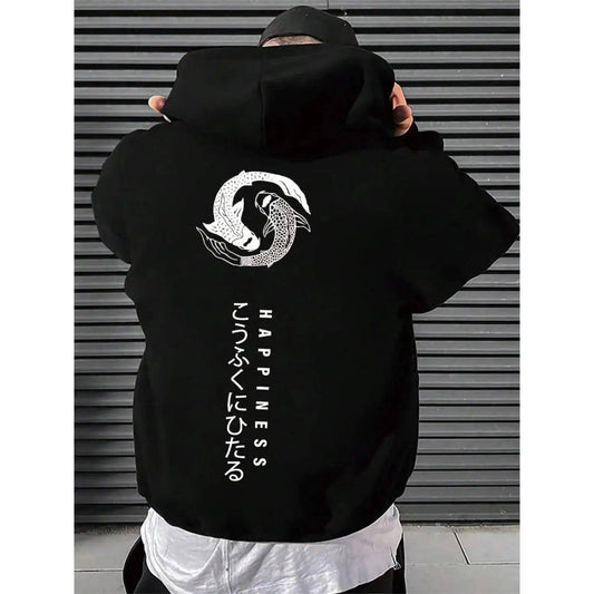 Men Hoody O-Neck Loose Fleece Basic Daily Hoodie Sweatshirt