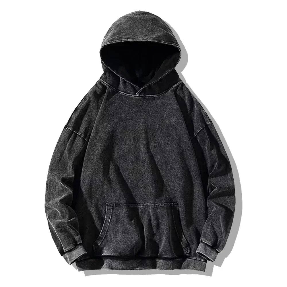 Vintage Washed Hoodies Men Women Cotton Retro Long Sleeve Harajuku Sweatshirts Loose Pullover Y2k Hip Hop Streetwear