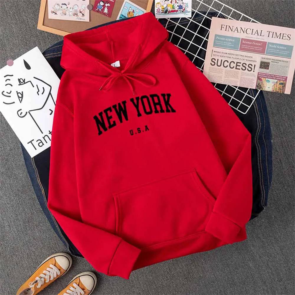 City Hoodies Letter Printed Graphic Sweatshirts Hooded Pullover - Xmaker