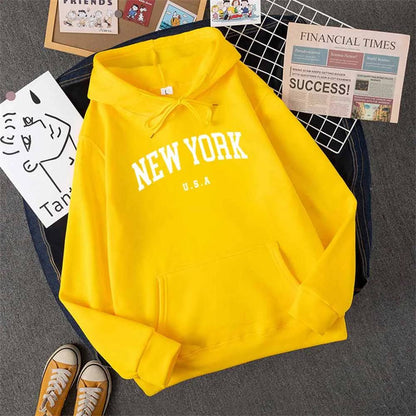 City Hoodies Letter Printed Graphic Sweatshirts Hooded Pullover - Xmaker