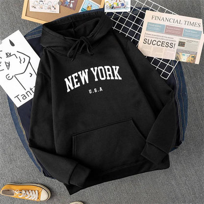 City Hoodies Letter Printed Graphic Sweatshirts Hooded Pullover - Xmaker