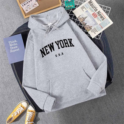 City Hoodies Letter Printed Graphic Sweatshirts Hooded Pullover - Xmaker