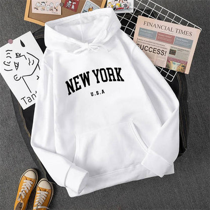 City Hoodies Letter Printed Graphic Sweatshirts Hooded Pullover - Xmaker