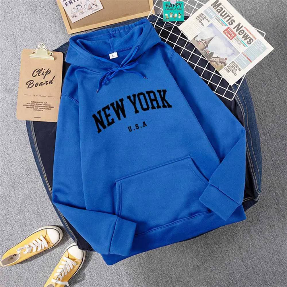 City Hoodies Letter Printed Graphic Sweatshirts Hooded Pullover - Xmaker