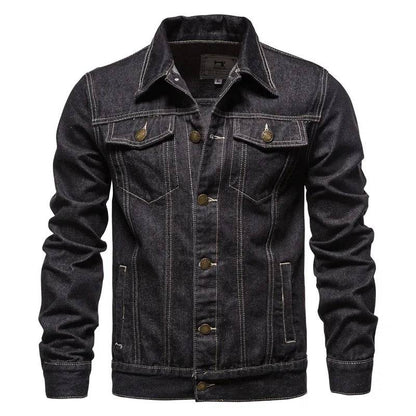 Cotton Denim Jacket Men Casual Solid Color Lapel Single Breasted Jeans Autumn Mens Jackets