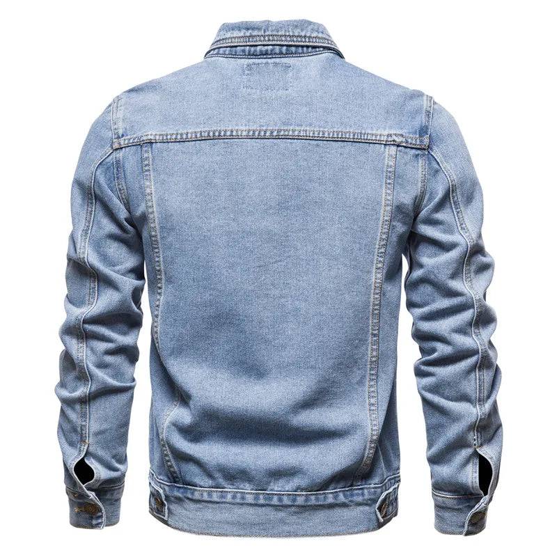 Cotton Denim Jacket Men Casual Solid Color Lapel Single Breasted Jeans Autumn Mens Jackets