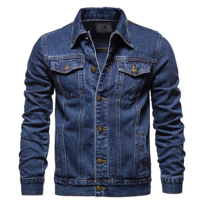 Cotton Denim Jacket Men Casual Solid Color Lapel Single Breasted Jeans Autumn Mens Jackets