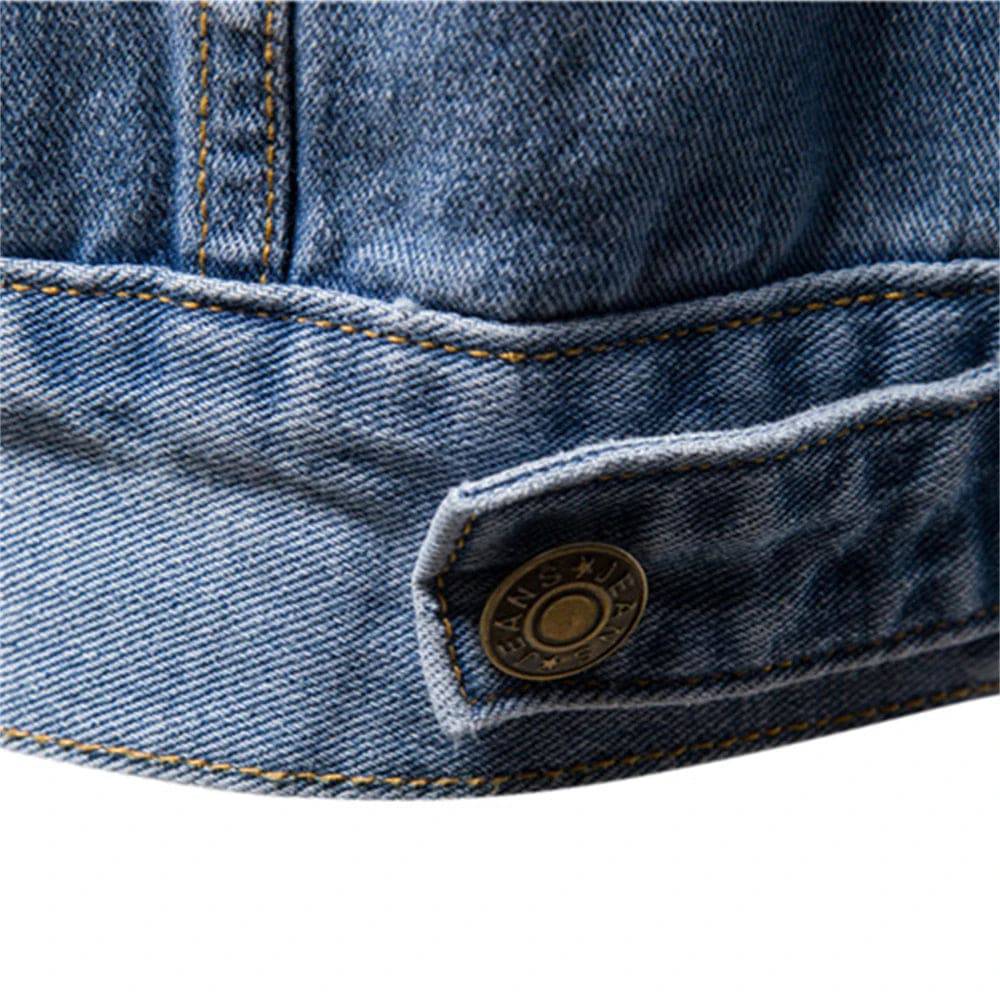 Cotton Denim Jacket Men Casual Solid Color Lapel Single Breasted Jeans Autumn Mens Jackets