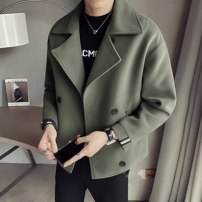 Men's Cropped Woolen Relax Fit Jacket