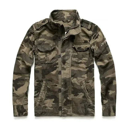 Men M65 Denim Retro Cargo Multi Pockets Camo Uniform Jacket