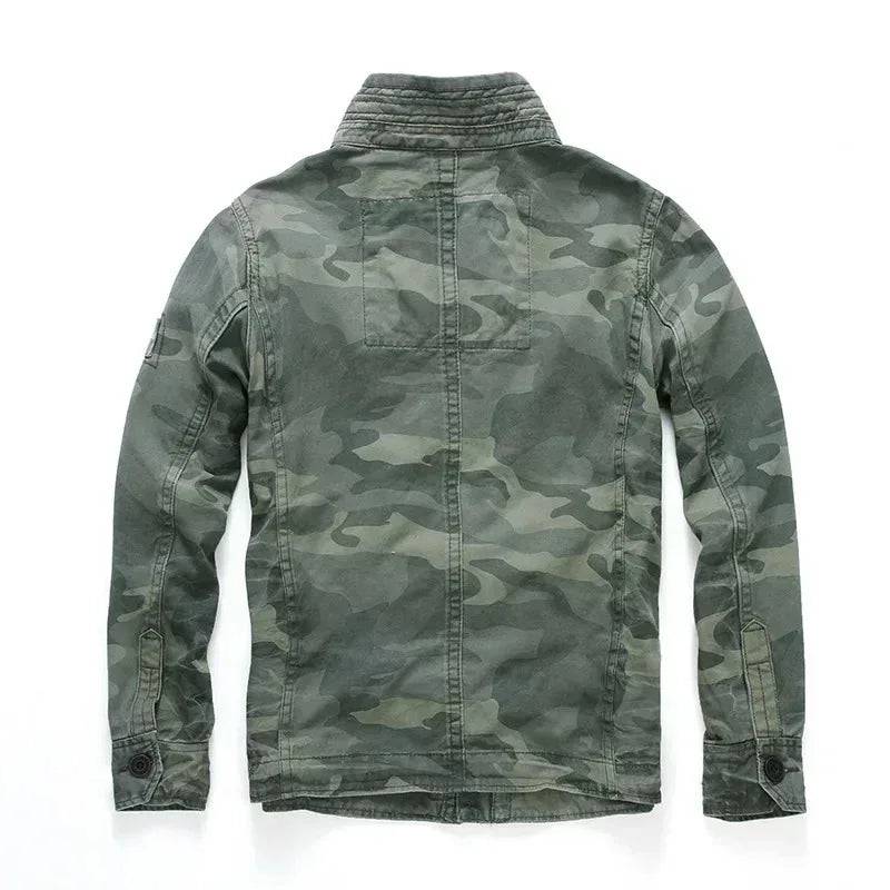 Men M65 Denim Retro Cargo Multi Pockets Camo Uniform Jacket