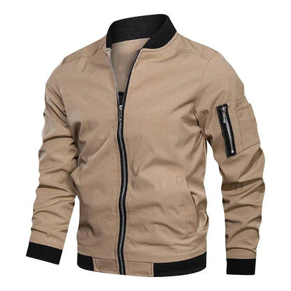 Men's Cargo Zippered Casual Multi Pocket Jacket, Slim Fit Pilot Baseball Suit Jacket