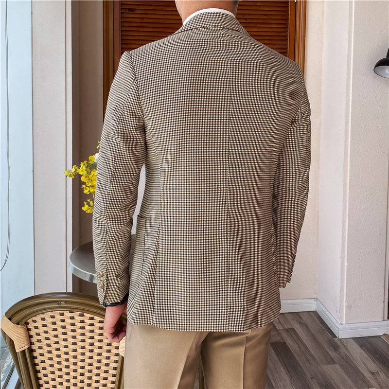 Single-breasted Houndstooth Casual Suit Jacket