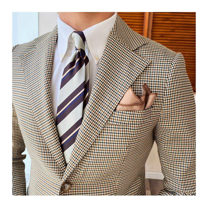 Single-breasted Houndstooth Casual Suit Jacket