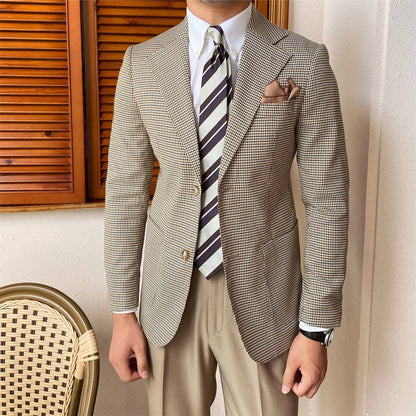 Single-breasted Houndstooth Casual Suit Jacket