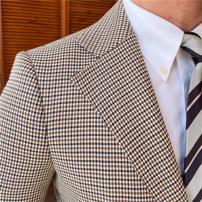 Single-breasted Houndstooth Casual Suit Jacket