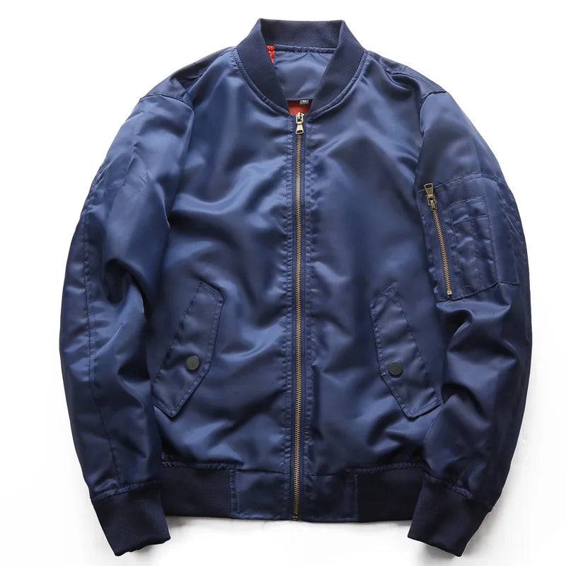 Mens Zipper Bomber Baseball Pilot Jacket