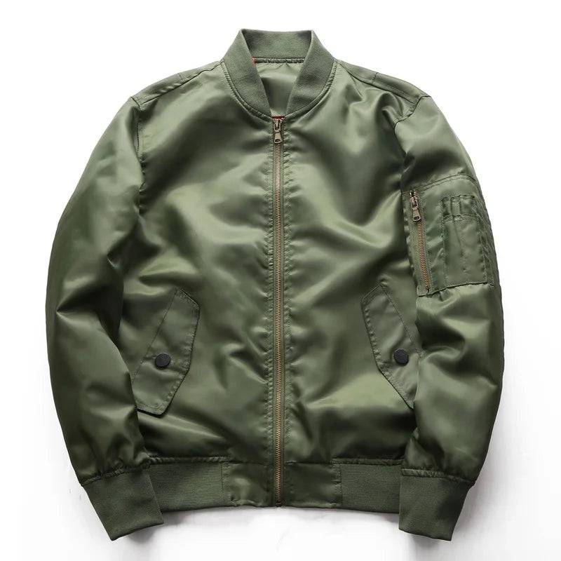 Mens Zipper Bomber Baseball Pilot Jacket