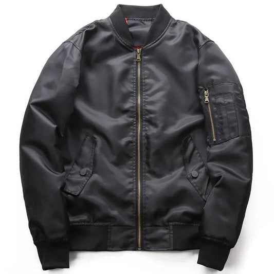 Mens Bomber Jacket Baseball Pilot Coat Zipper