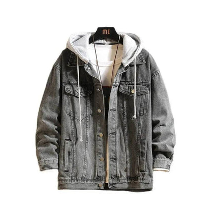 Men's Denim Hooded Casual Jean Jackets Turn Down Collar