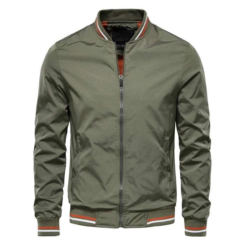 Men Solid Outwears Windbreaker Aviator Motorcycle Racing Jacket