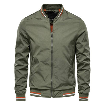 Men Solid Outwears Windbreaker Aviator Motorcycle Racing Jacket