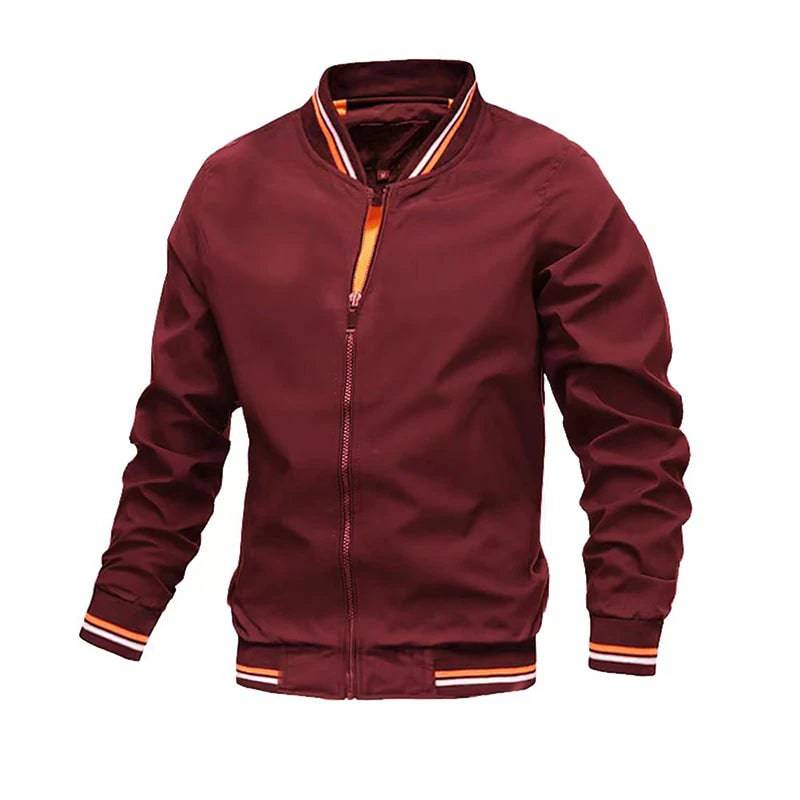 Men Solid Outwears Windbreaker Aviator Motorcycle Racing Jacket