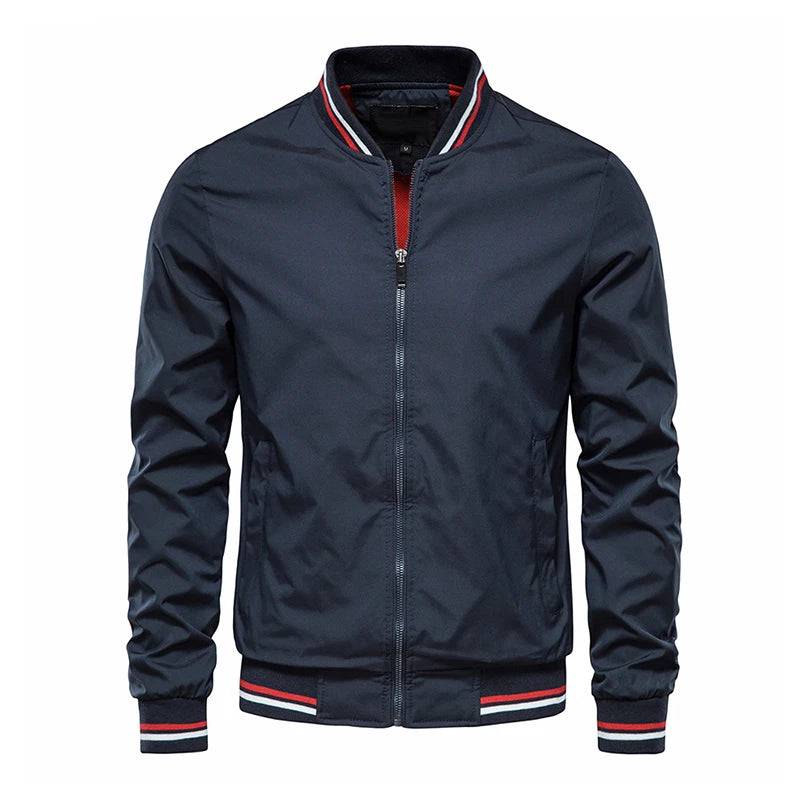 Men Solid Outwears Windbreaker Aviator Motorcycle Racing Jacket