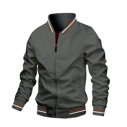 Men Solid Outwears Windbreaker Aviator Motorcycle Racing Jacket