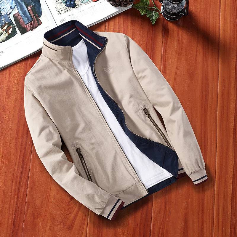 Men's Windbreaker Cotton Zipper Pilot Bomber Slim Fit Solid Jacket