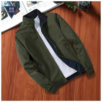 Men's Windbreaker Cotton Zipper Pilot Bomber Slim Fit Solid Jacket