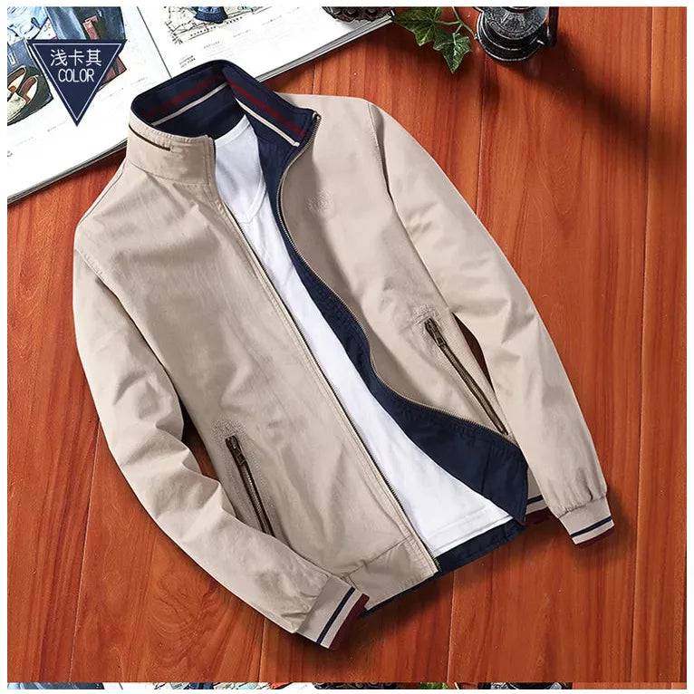 Men's Windbreaker Cotton Zipper Pilot Bomber Slim Fit Solid Jacket