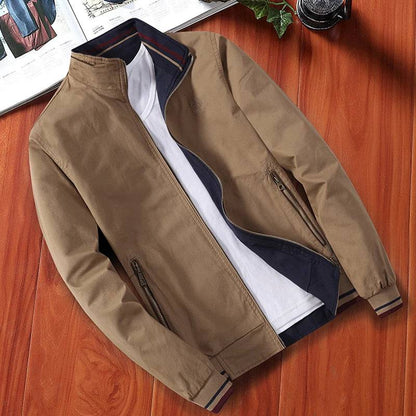 Men's Windbreaker Cotton Zipper Pilot Bomber Slim Fit Solid Jacket