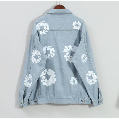 Graffiti Printed Lapel Denim Jacket Men