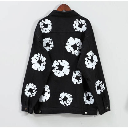 Graffiti Printed Lapel Denim Jacket Men