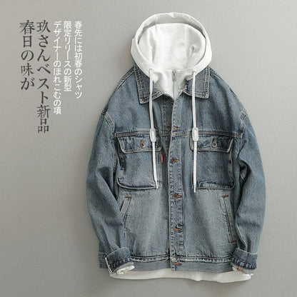 Workwear style heavy washed old lapel denim jacket - Xmaker