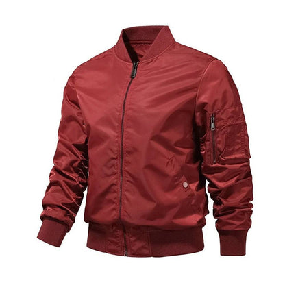 Men Bomber Jacket Solid Color Aviator Baseball Jackets