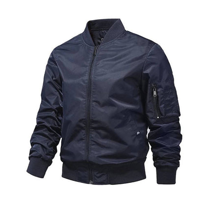 Men Bomber Jacket Solid Color Aviator Baseball Jackets