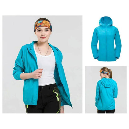 Hooded Sunbreaker Coat Women Men Windbreaker Jacket Waterproof UV Quick Dry Skin Ultra-Light Rainproof Breathable With Pocket - Xmaker