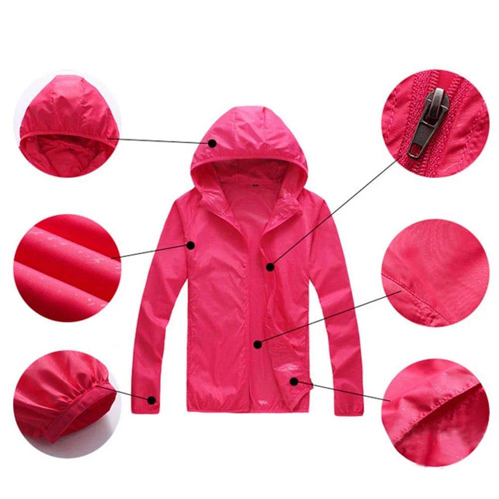 Hooded Sunbreaker Coat Women Men Windbreaker Jacket Waterproof UV Quick Dry Skin Ultra-Light Rainproof Breathable With Pocket - Xmaker