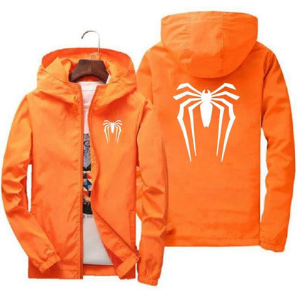 Sunscreen Waterproof Beach Casual Jackets Spider Men's Summer Hooded Jacket Windbreaker Packable Skin Coat - Xmaker