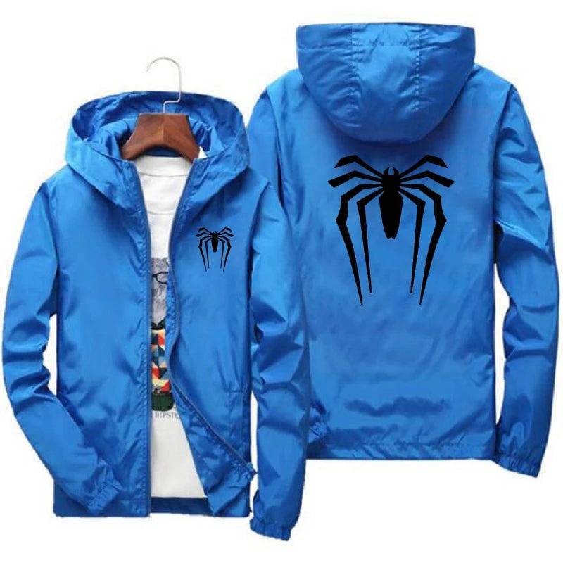 Sunscreen Waterproof Beach Casual Jackets Spider Men's Summer Hooded Jacket Windbreaker Packable Skin Coat - Xmaker