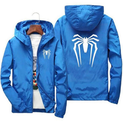 Sunscreen Waterproof Beach Casual Jackets Spider Men's Summer Hooded Jacket Windbreaker Packable Skin Coat